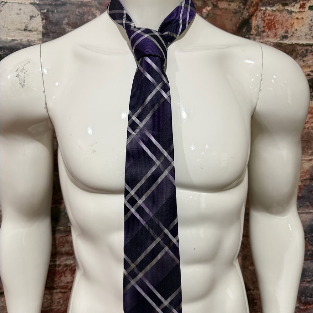 Express Men's Tie in Purple and Black Plaid